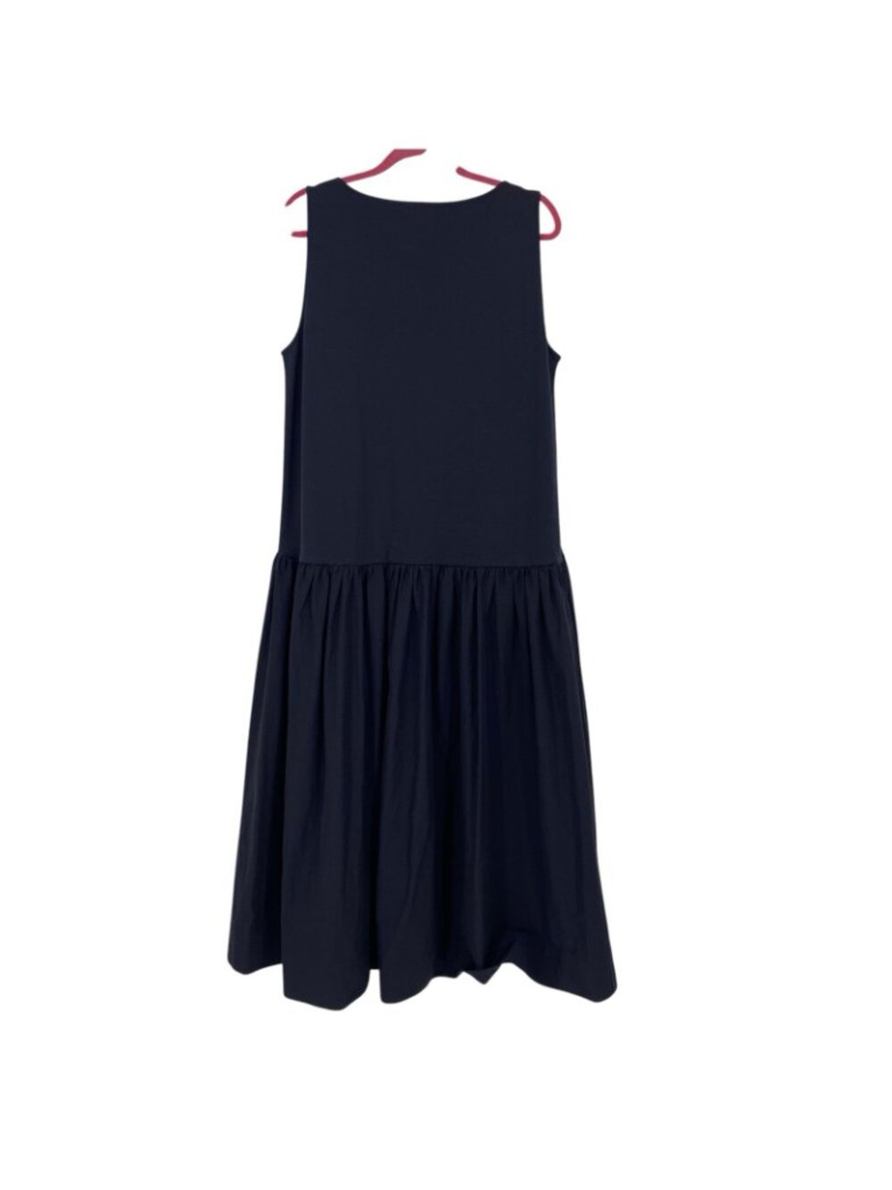 COS Size L Navy Blue Midi Dress Sleeveless Contrast Gathered Tiered Minimalist - Picture 2 of 16
